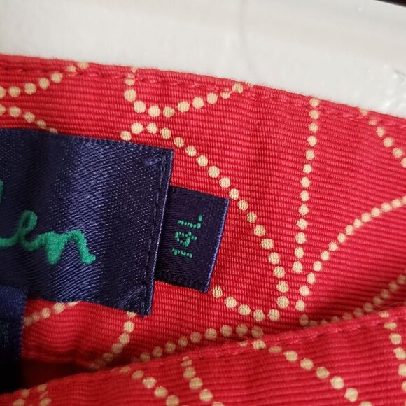 Boden Geo Floral Print A-Line Knee Length Skirt Red Sz Women's 14L Lined Modest - Picture 9 of 11